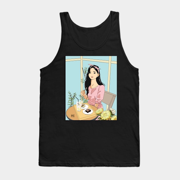 Kawaii Girl in cafe Tank Top by souw83